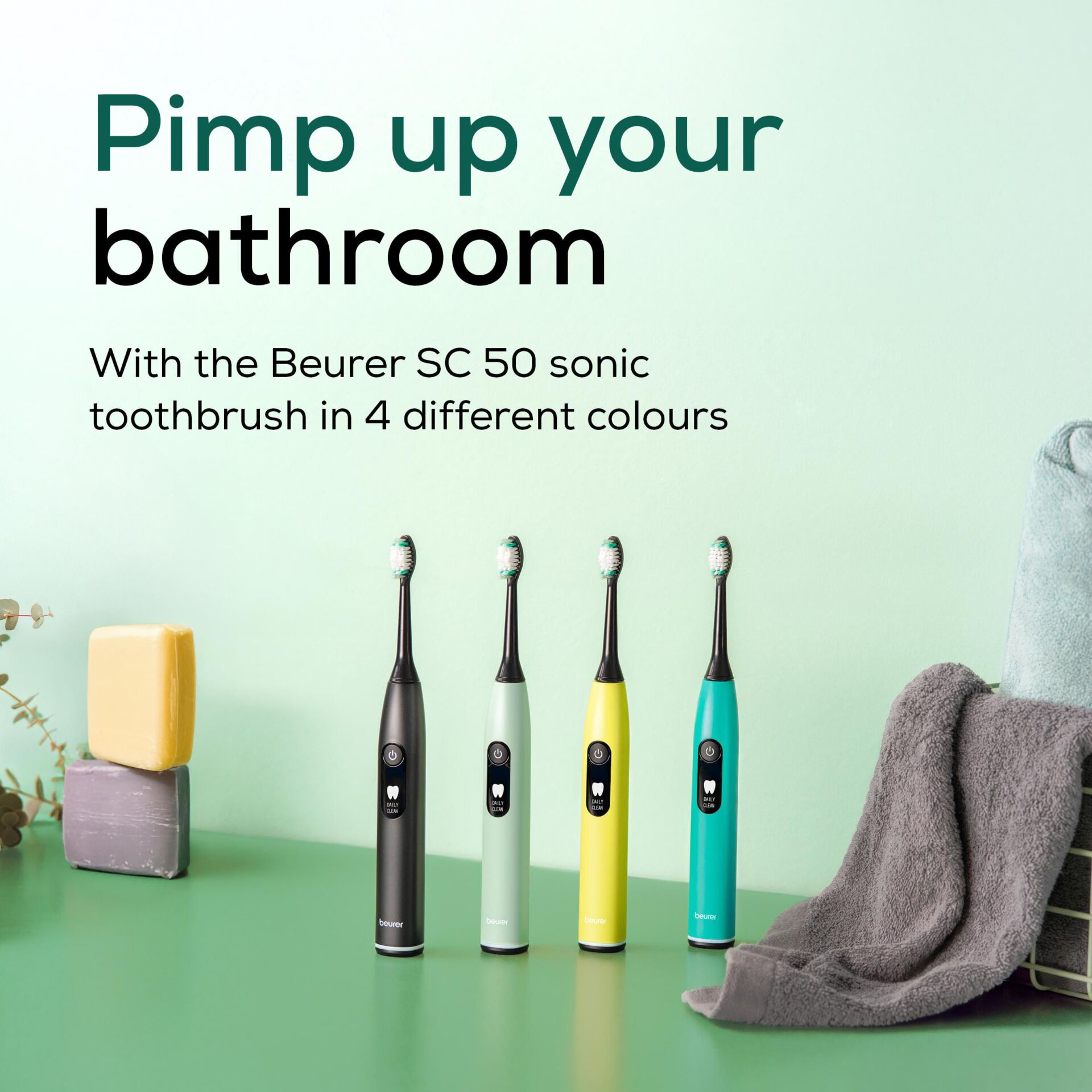 electric toothbrush, zahn-bürste, sonic, vier farben, auflade-ständer