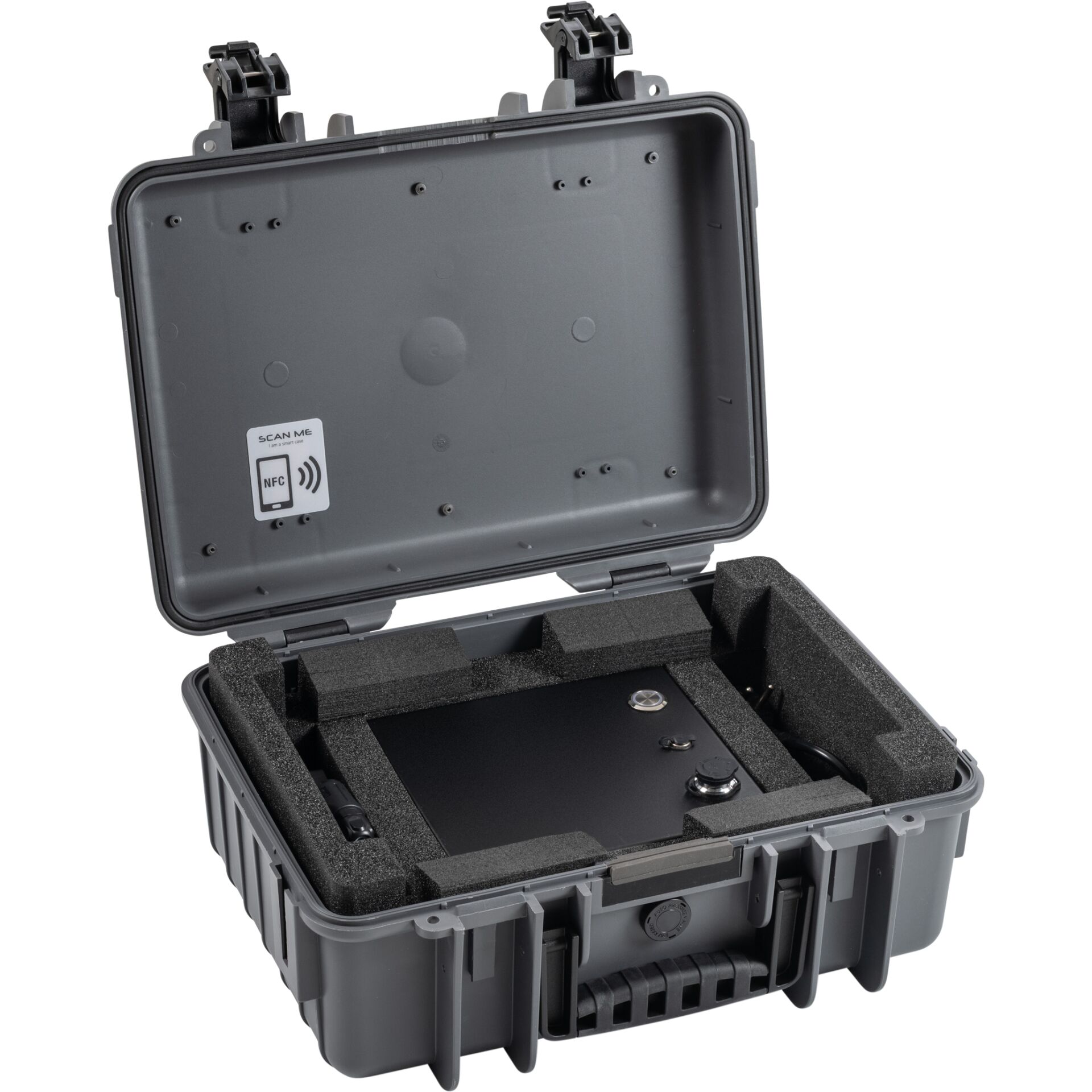 Koffer, Gehäuse, Elektronikkoffer, NFC, Schaumstoffeinlage