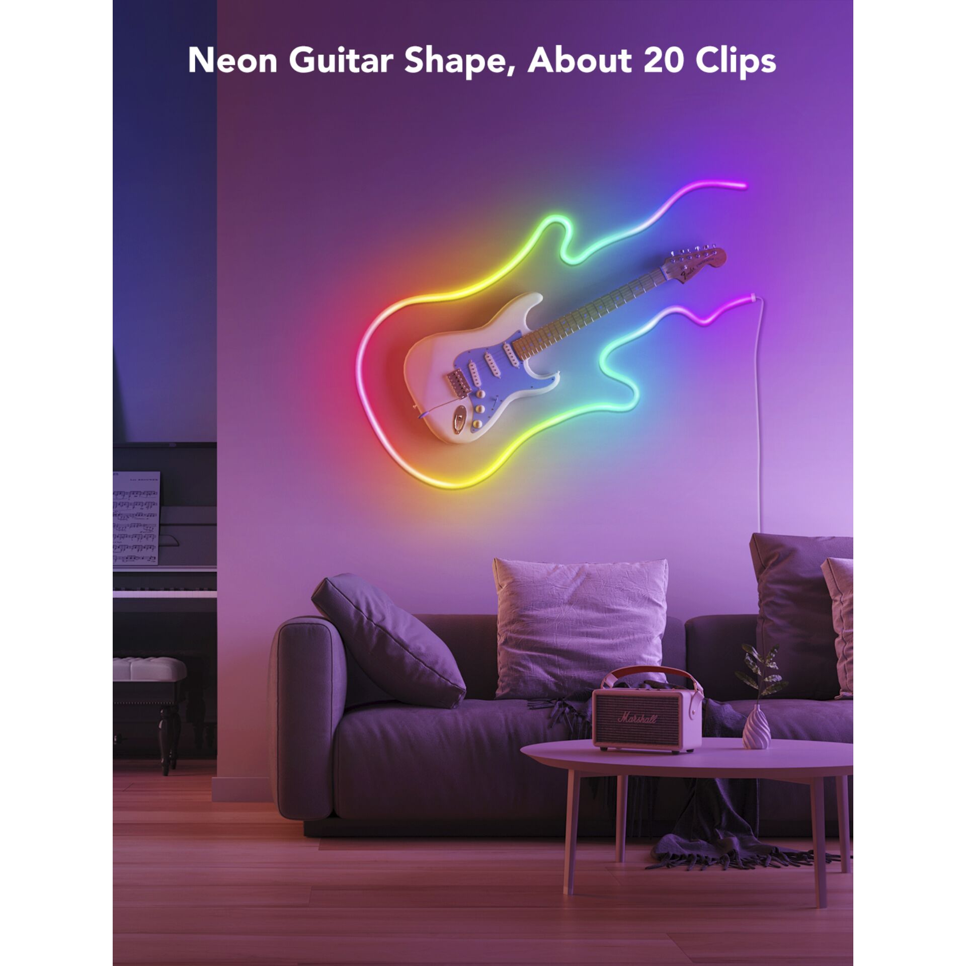 Couch, Gitarre, Wohnzimmer, Innenarchitektur, Schreibtisch