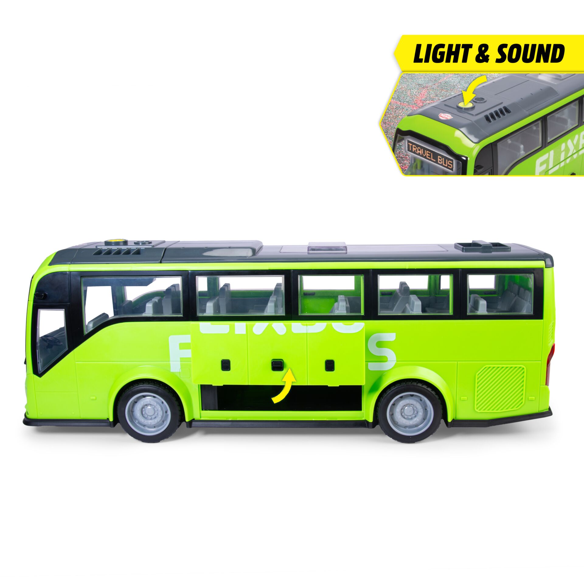 Modelbus, Kleiner Bus, Neongrün, Fensterfront, Schwarzgrün