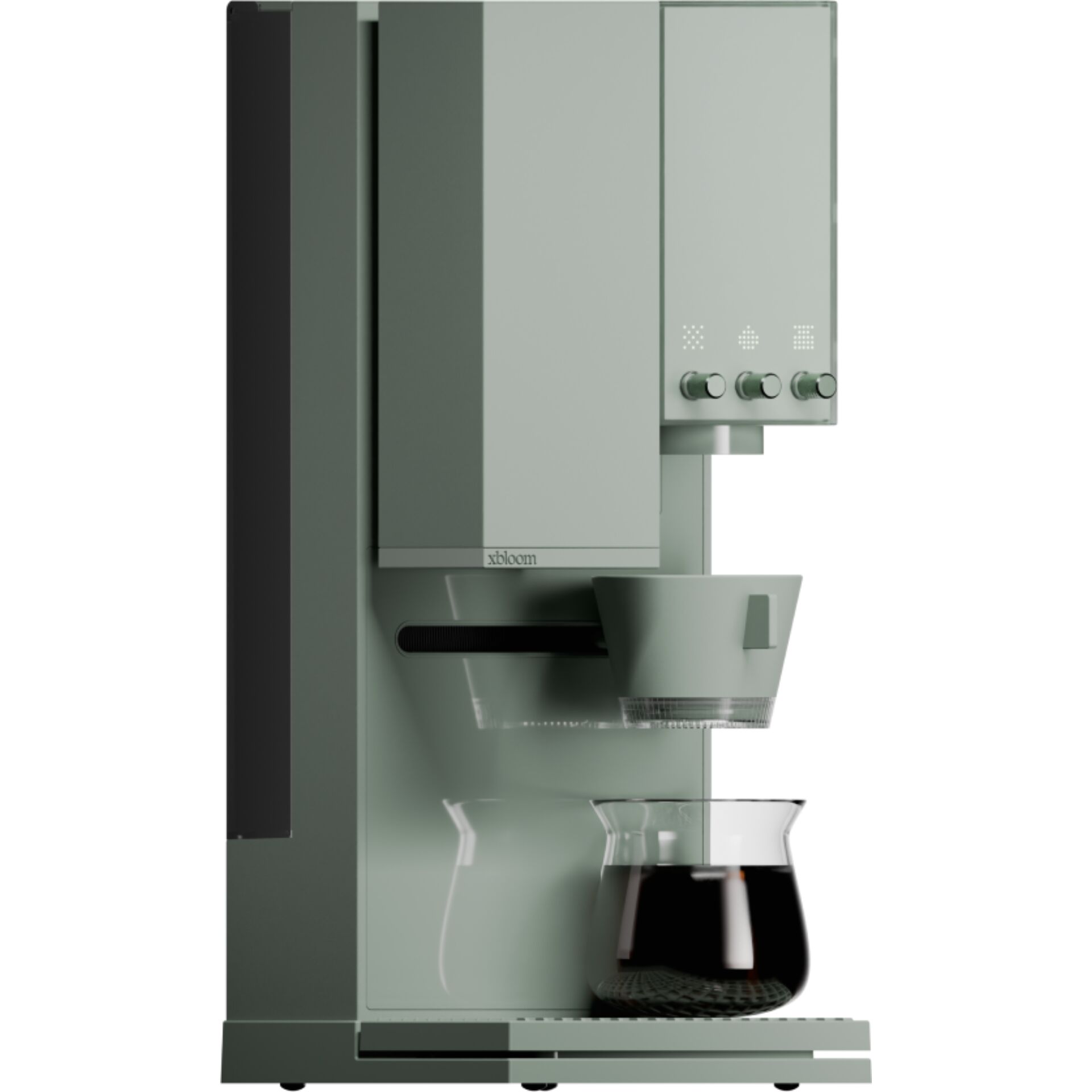 Kaffeemaschine, Automat, Gehäuse grau, Kaffeekorb, Auslauftrichter