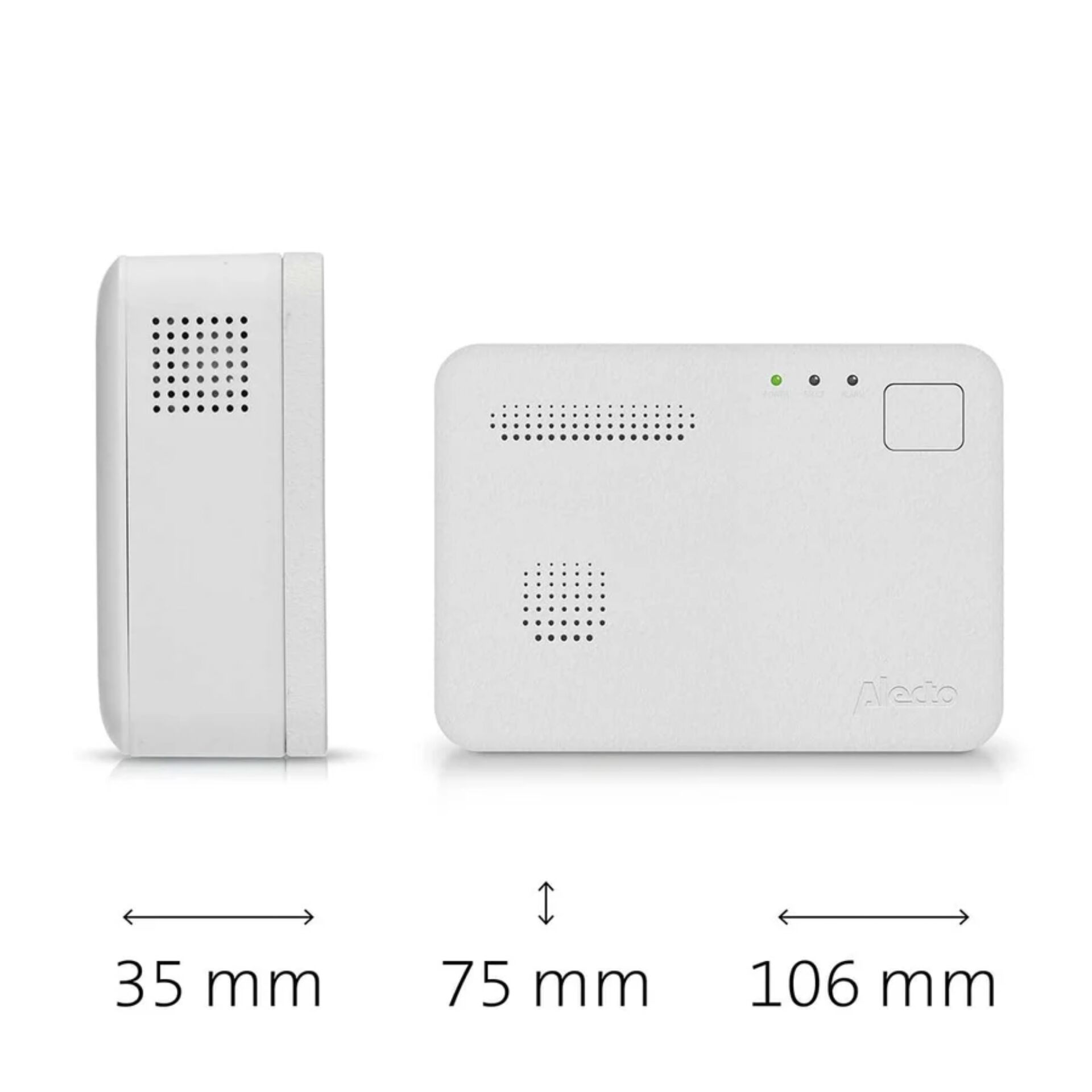 Home Intercom, Tür-Gegensprechanlage, kompakt, Weiß, Abmessungen 75x106x35 mm