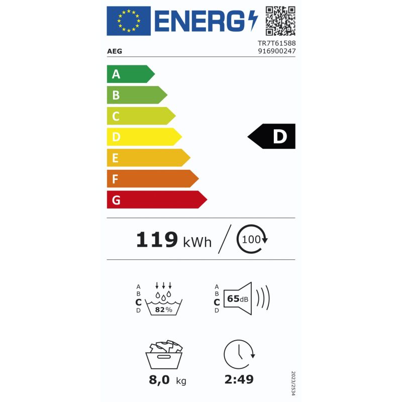 AEG TR7T61588  Kondensationstrockner – Energieeffizienzklasse D