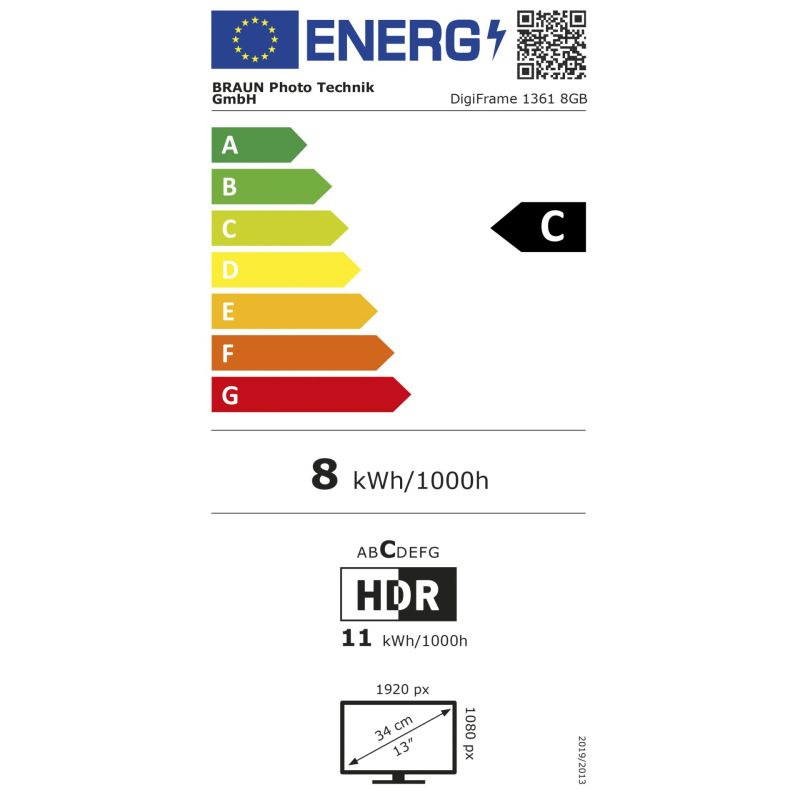 Braun DigiFrame 1361 8GB          33,78cm (13,3") – Energieeffizienzklasse C