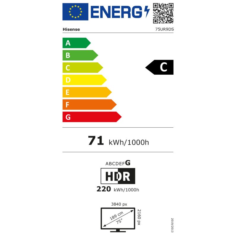 Hisense 75UR9DS – Energieeffizienzklasse C