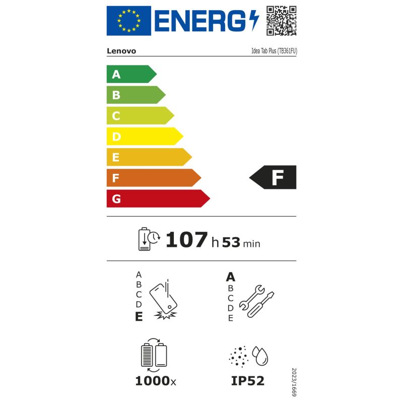 Lenovo Idea Tab Plus – Energieeffizienzklasse F