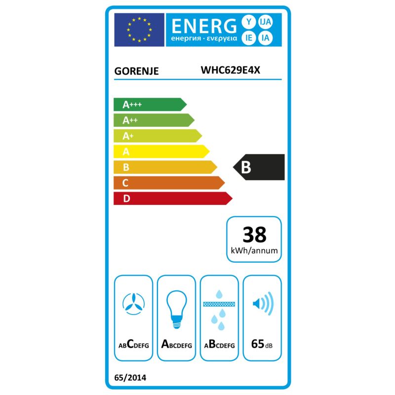 Gorenje WHC629E4X-DE              Kaminhaube, 60cm – Energieeffizienzklasse B