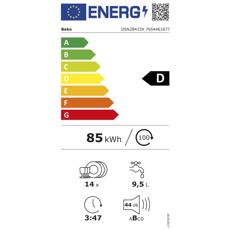 Beko DSN 28433XG – Energieeffizienzklasse D