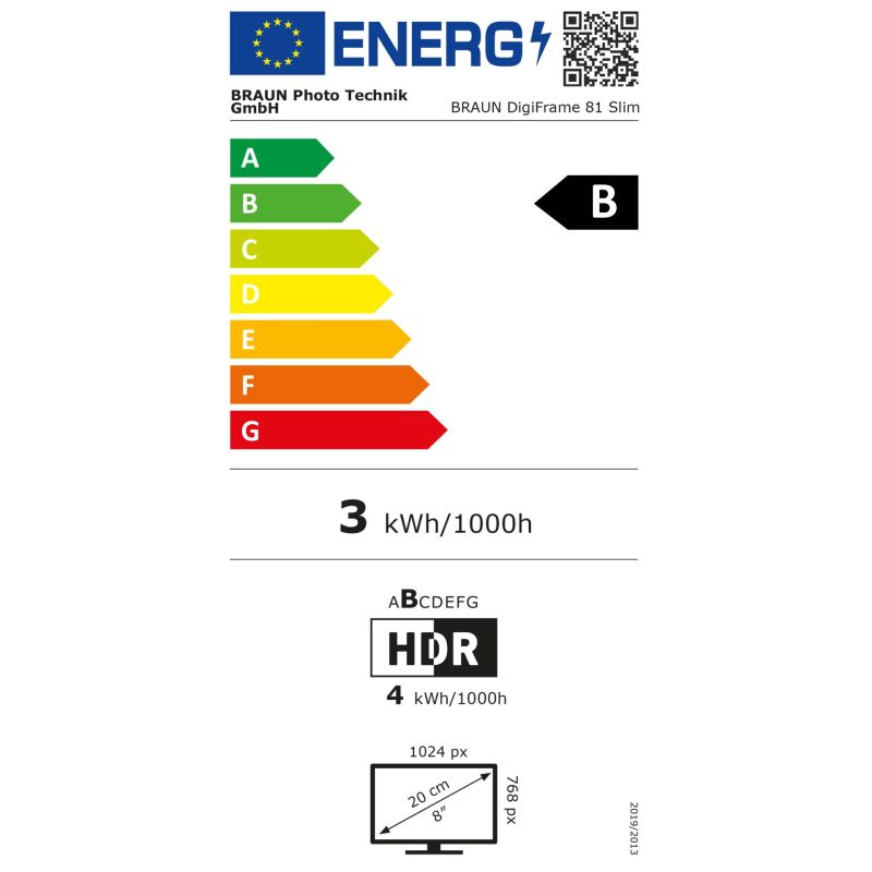 Braun DigiFrame 81 Slim  20,32cm (8") – Energieeffizienzklasse B
