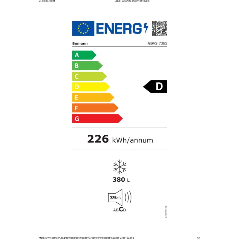 Bomann GSVS 7365  2in1 Gerät  Gefrierschrank              weiß – Energieeffizienzklasse D