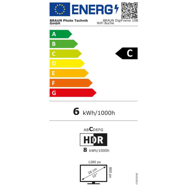 Braun DigiFrame 10B WiFi buche  25,7cm (10,1") – Energieeffizienzklasse C