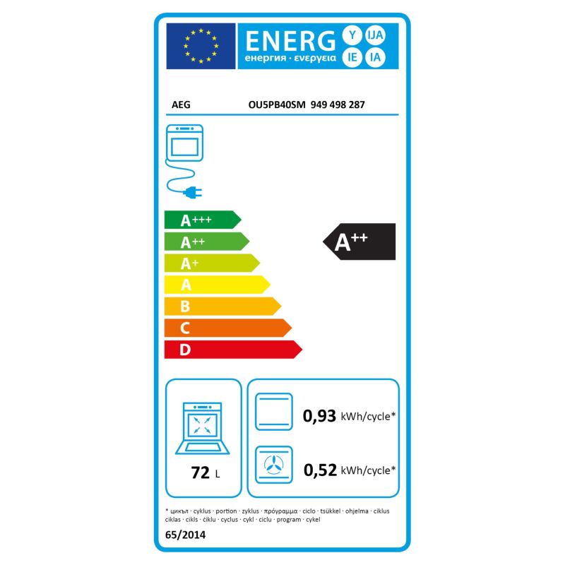 AEG OU5PB40SM  Backofen mit Pyrolyse – Energieeffizienzklasse A++