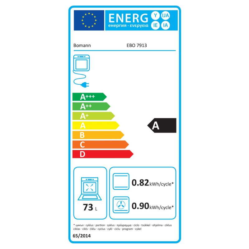 Bomann Einbaubackofen m. Display  matt schwarz – Energieeffizienzklasse A