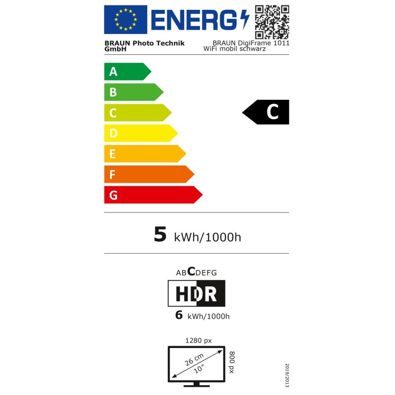 Braun DigiFrame 1011 WiFi mobil  25,7cm (10,1) schwarz – Energieeffizienzklasse C
