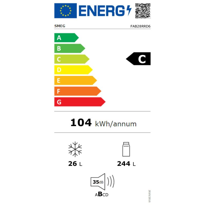 SMEG FAB28RRD6                    Stand-Kühlgerät – Energieeffizienzklasse C