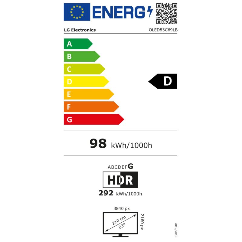 LG OLED83C69LB.AEU – Energieeffizienzklasse D