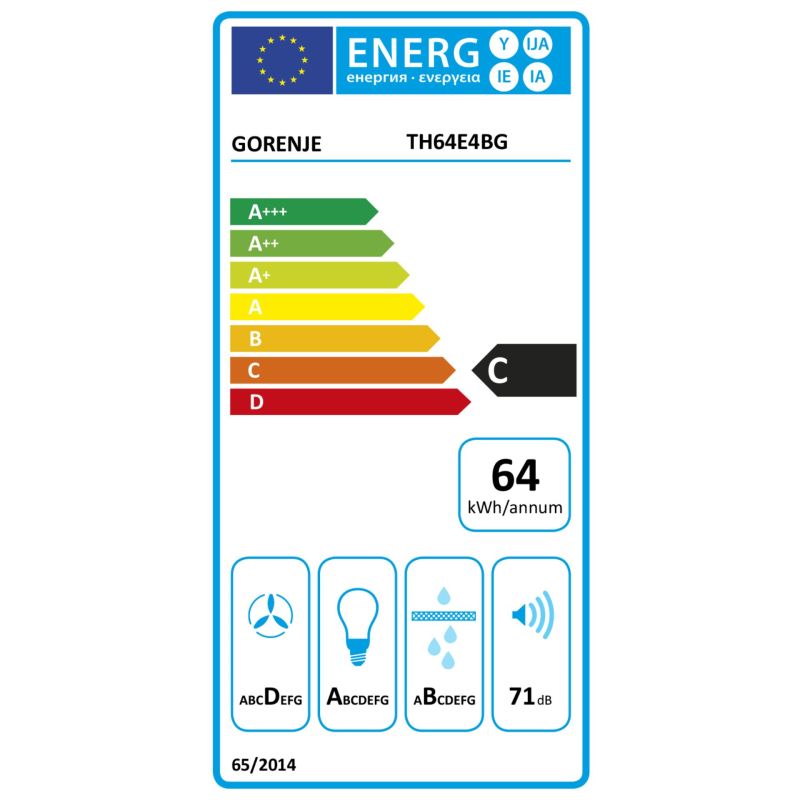 Gorenje TH64E4BG  Flachschirmhaube 60cm, schwarz – Energieeffizienzklasse C