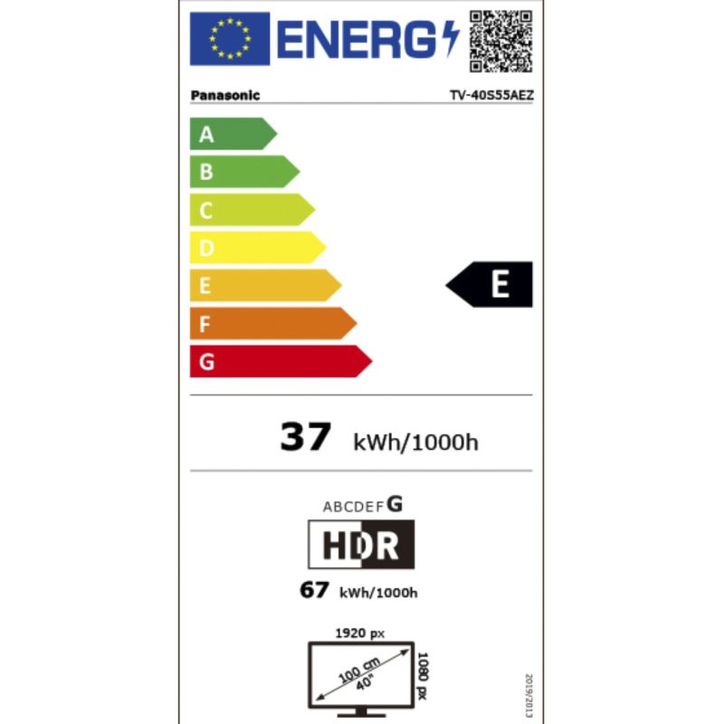 Panasonic TV-40S55AEZ  schwarz – Energieeffizienzklasse E