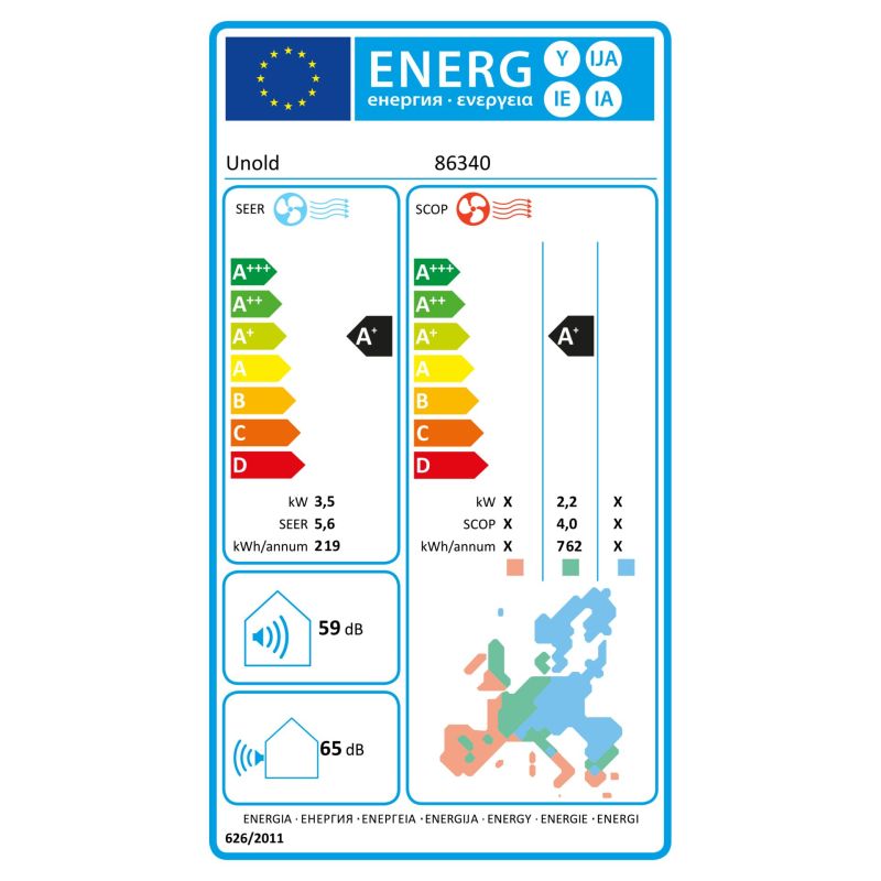 Unold 86340 Mobiles Split  Klimagerät 12 K – Energieeffizienzklasse A+