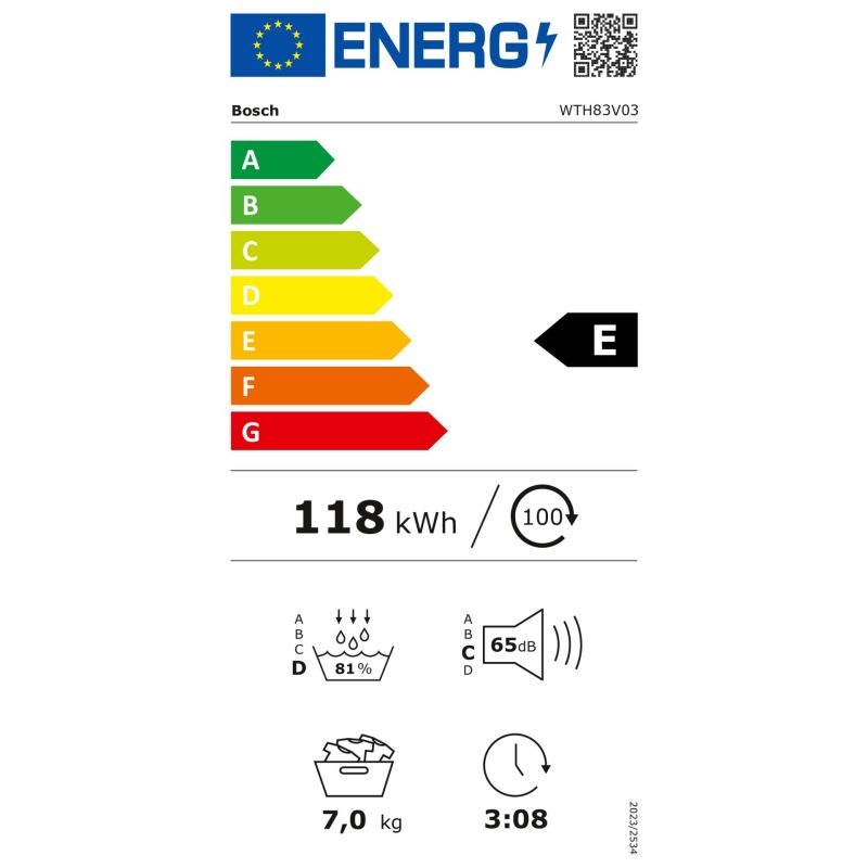 Bosch WTH 83 V 03 – Energieeffizienzklasse E